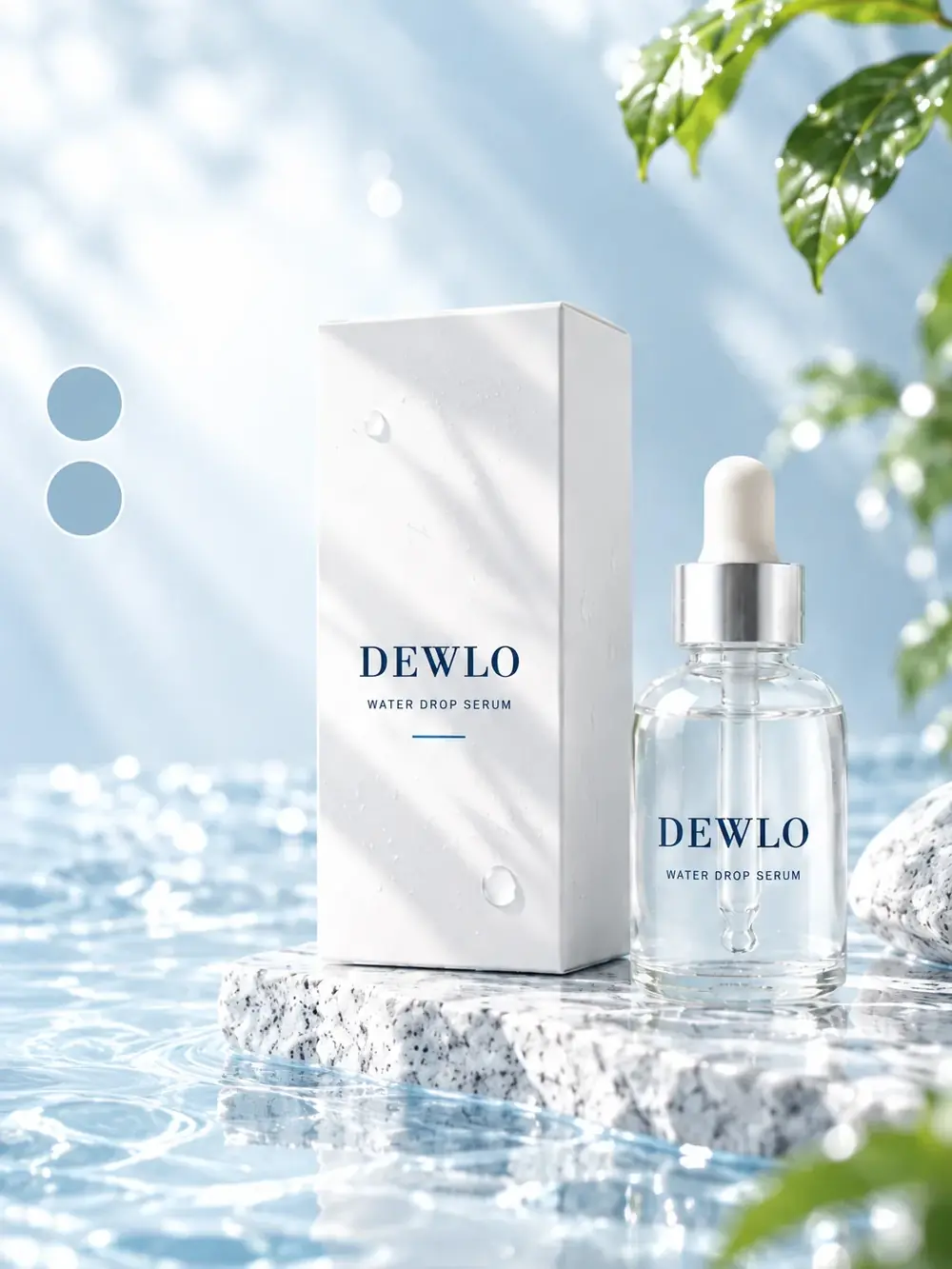 PACKAGE OPEN THE DEWLO 구성 01 02 DEWLO 워터 드롭 세럼 30 ml 전용 슬림 페이퍼 박스